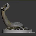Artistic Silver Serpent Sculpture With Curved Body Elongated Head And Platform Base