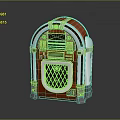Vintage Electronic Jukebox With Wooden Finish Colorful Lights And Control Panel