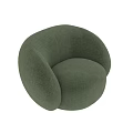 Modern Green Upholstered Accent Chair With Rounded Design And Curved Arms