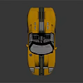Yellow Convertible Sports Car with Black Stripes and Open Top Design