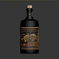 Elegant Dark Colored Decorative Bottle With Golden Patterns And Copper Cap