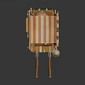 Traditional Wooden Vendor Cart Design With Decorative Canopy And Spoked Wheels