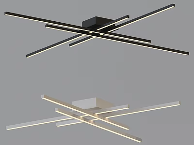 Modern Cross Design Ceiling Lights With Strip LED Lighting In Black And White 3d model
