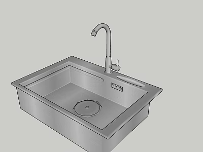 Modern Stainless Steel Single Bowl Kitchen Sink With Faucet Design 3d model