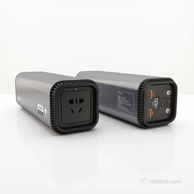 Portable Power Stations for Laptops with USB Ports and AC Outlet Grey Design 3d model 