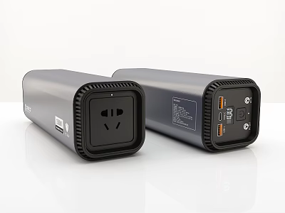 Portable Power Stations for Laptops with USB Ports and AC Outlet Grey Design 3d model