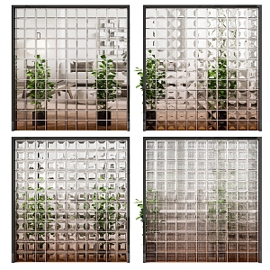 Modern glass brick glass brick combination 3d model