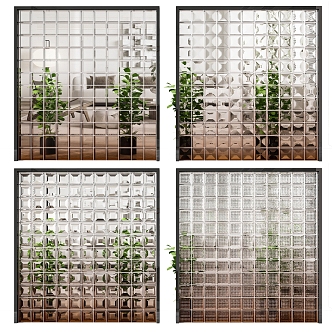 Modern glass brick glass brick combination 3d model