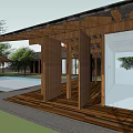 Wooden Detached Villa With Open Air Structure And Sloped Roof Design