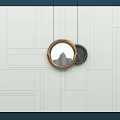 Marble Background Wall With Natural Gray White Texture And Golden Metal Frame