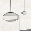 Two Modern Geometric Pendant Lights Hanging On Gray Wall Interior Design 3d model