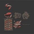 Metal Clothes Drying Racks With Red Fabric And Scattered Cloth Pieces