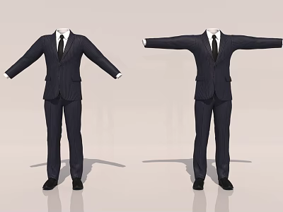 Man Dressed In Dark Pinstripe Suit With Different Arm Positions 3d model