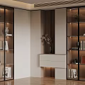 Modern Built in Bookcase Interior Design With Glass Doors Books Decorations And Drawer Cabinet