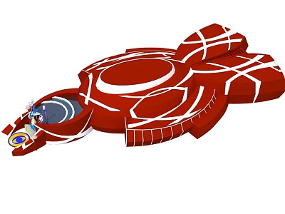 Red Playground Equipment With Circular Design Slide Platform And White Patterns 3d model