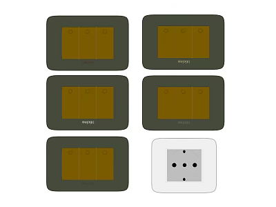 Kenzo Switch Panels with Dark Green Frames Brown Panels and White Socket 3d model