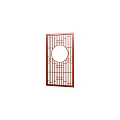 Traditional Chinese Style Wooden Partition With Circular Cutout And Geometric Patterns