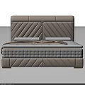 Modern Upholstered Double Bed With Diamond Stitched Headboard White Pillows And Beige Throw Blanket