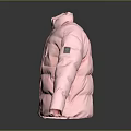 Stylish Pink Puffer Jacket With Stand Collar Zipper And Side Pocket Design