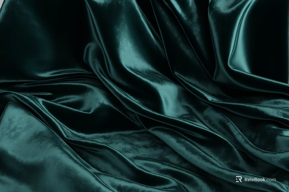 Rich Teal Silk Fabric With Smooth Textures And Drapery 3d model 