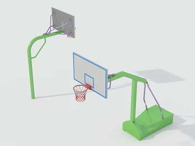 Sturdy Green Outdoor Basketball Hoop Sports Equipment With Stable Backboard And Strong Base 3d model