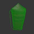 Traditional Wicker Storage Container with Conical Lid Carry Handle and Striped Design