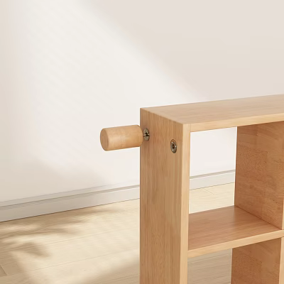 Simple Modern Wooden Shelving Unit With Open Shelves And Side Wooden Knob 3d model