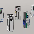 Public EV Charging Stations With Various Designs And Multiple Interface Options For Electric Vehicles 3d model
