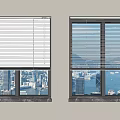 Adjustable Window Blinds in Modern Apartment with City and Sea View
