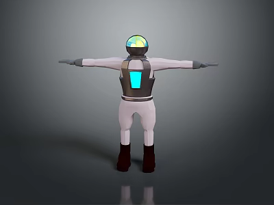Game and Movie Astronaut Character in White Spacesuit with Blue Glowing Device 3D Standing Pose 3d model
