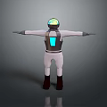Game and Movie Astronaut Character in White Spacesuit with Blue Glowing Device 3D Standing Pose