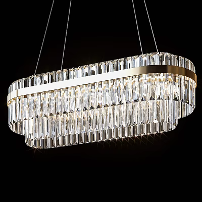 Elegant Modern Crystal Chandelier With Gold Frame And Transparent Hanging Crystal Prisms For Home Decor 3d model