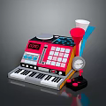 KOTEL Electronic Equipment with Piano Style Keyboard Buttons Knobs Red Speaker Clock and Joystick