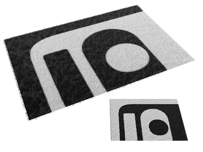 Modern Black and White Square Area Rug with Abstract Geometric Patterns Two Sizes 3d model