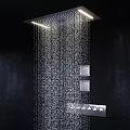Rainfall Shower Head with LED Lights Waterfall Flow and Chrome Control Panel for Modern Bathroom 3d model