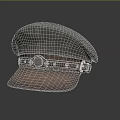 Green Fabric Hat With Brown Brim Leather Strap Metal Buckle And Round Badge