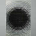 Modern Square Rug With Concentric Circle Design In Gray Black Silver Tones For Living Room