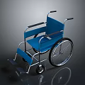 Blue Wheelchair With Lightweight Metal Frame And Large Wheels And Comfortable Footrests