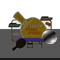 Cool 2024 Ping Pang Photo Check In Spot With Yellow Paddle Purple Table White Ball