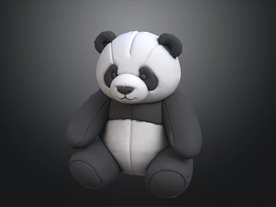 Panda Stuffed Toy Soft Plush Black And White Sitting Design For Children 3d model