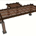 Outdoor Wooden Pergola With Grid Pattern Top And Square Supporting Columns Design