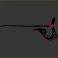 Futuristic Battle Axe Weapon with Black Handle and Red Glowing Accents