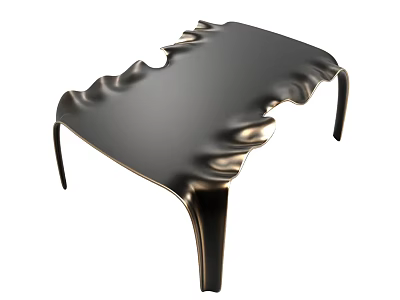 Modern Black Coffee Table With Wavy Edges And Curved Legs Design 3d model
