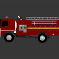 Red Fire Truck With Extendable Ladder And White Front Accents Design 3d model