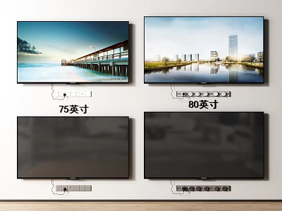Wall Mounted 75 Inch And 80 Inch TV Display For Home Living Space 3d model