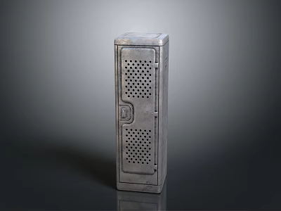 Metal Electronic Appliance Storage Cabinet With Perforated Door And Textured Surface 3d model