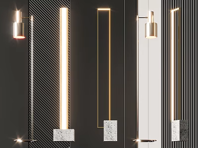 Stylish Modern Floor Lamps With Geometric Design And Light Effects 3d model