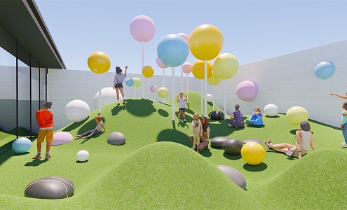 Modern children's play area natural terrain landscape children'space 3d model