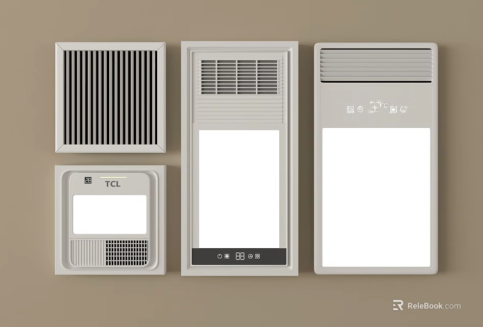 Modern White Bathroom Accessories TCL Ceiling Mounted Light Ventilation Control Panel 3d model 