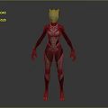Futuristic Female Game Movie Character In Metallic Suit With Glowing Accents And Cat Ear Design